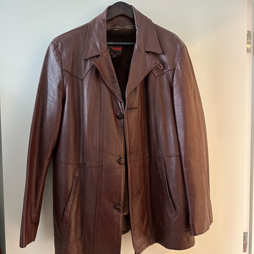 BURGUNDY WINE COLORED LEATHER JACKET